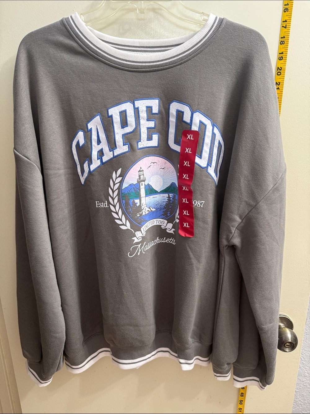 Limited Too Gray Crewneck Sweatshirt with Blue & Pink Graphic